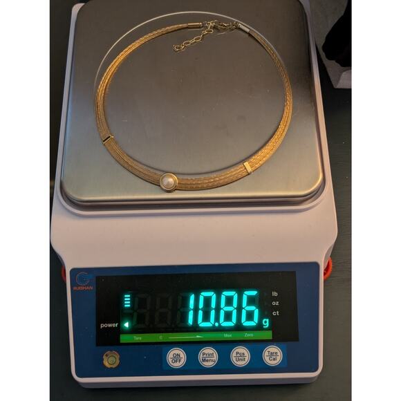 14k Multi-Strand Gold Flex Wire Pearl Enhanced Collar Necklace - Picture 13 of 13